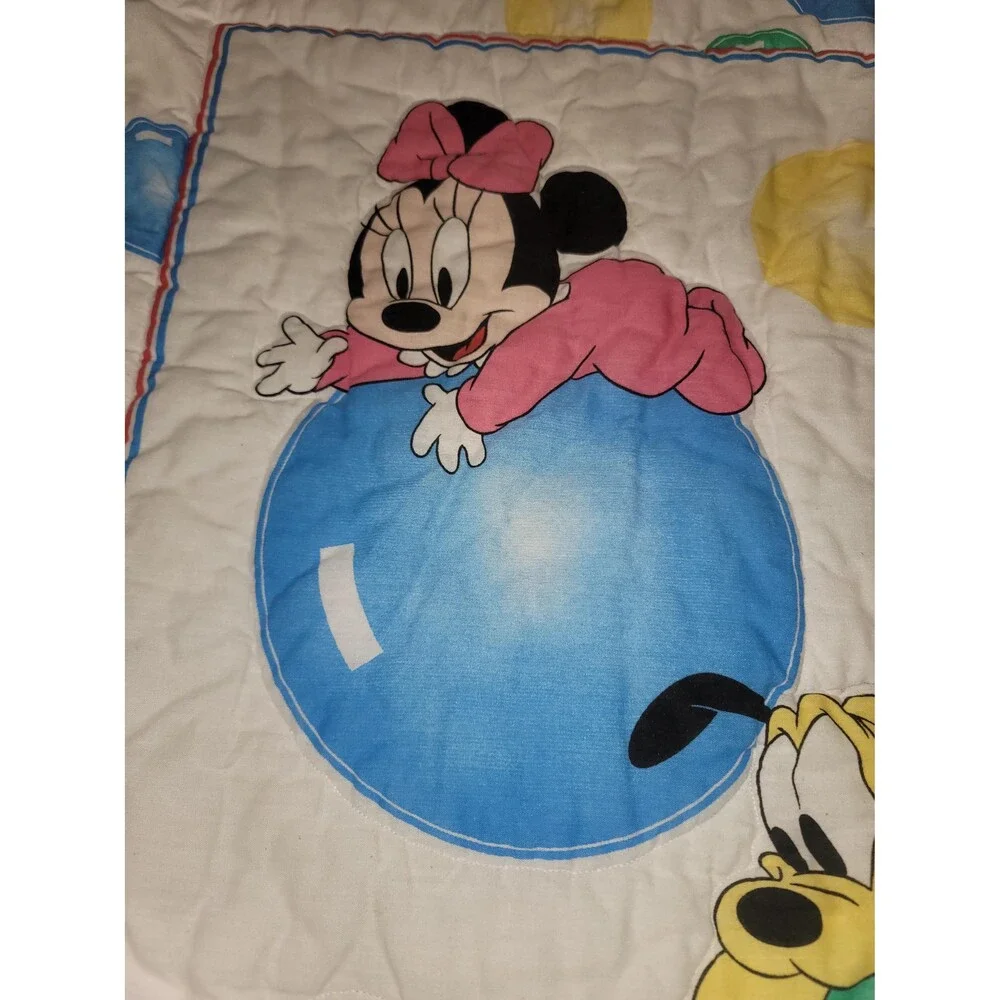 Vintage Disney Mickey Minnie Pluto Baby Crib Comforter 1980s